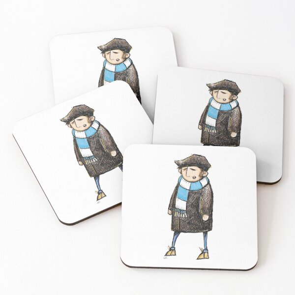 Item preview, Classic Football Fan Illustration | Retro Terrace Supporter | Sky Blue & White Scarf - Illustrated designed and sold by GWARTGB.