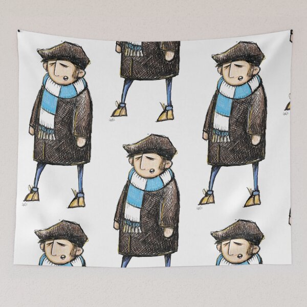 Item preview, Classic Football Fan Illustration | Retro Terrace Supporter | Sky Blue & White Scarf - Illustrated designed and sold by GWARTGB.