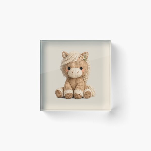 Item preview, Cute Knitted Horse Plush | Kawaii Handmade Crochet Cottagecore designed and sold by Moons Studio.