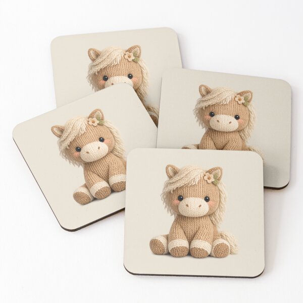Item preview, Cute Knitted Horse Plush | Kawaii Handmade Crochet Cottagecore designed and sold by Moons Studio.