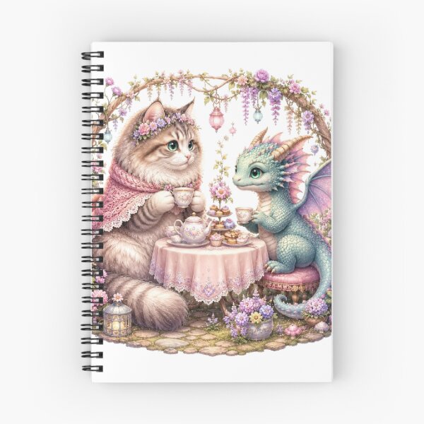 Item preview, Enchanted Tea Party Cat and Dragon designed and sold by Moody Vibes Studio.