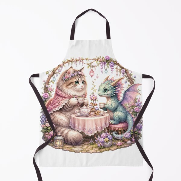 Item preview, Enchanted Tea Party Cat and Dragon designed and sold by Moody Vibes Studio.