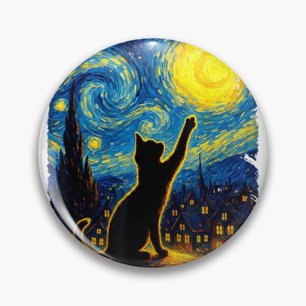Item preview, Funny Black Cat Starry Night Van Gogh Art T Shirts for Cat Lovers Mom Dad Tees designed and sold by gidget-gadget.