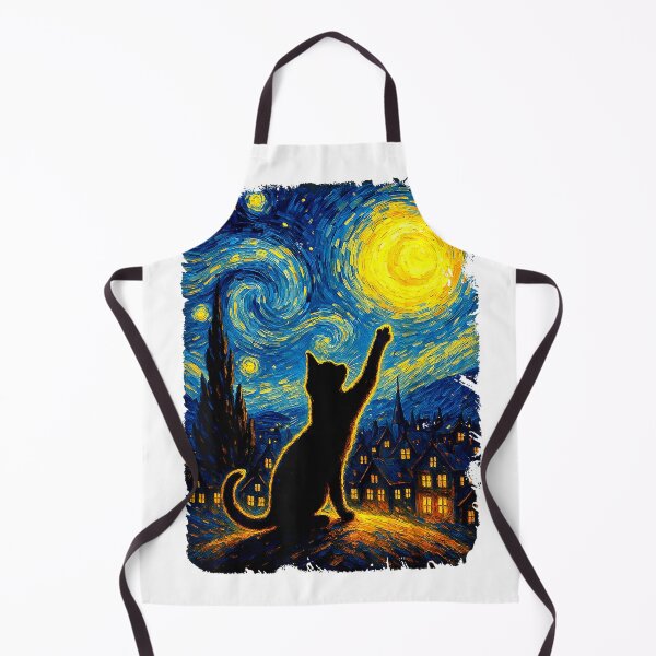 Item preview, Funny Black Cat Starry Night Van Gogh Art T Shirts for Cat Lovers Mom Dad Tees designed and sold by gidget-gadget.