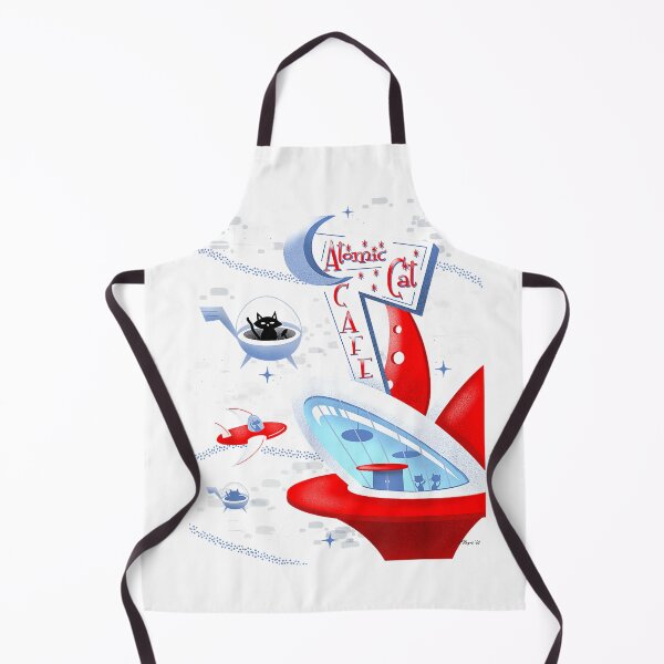 Item preview, Funny Atomic Cat Cafe Retro Futuristic Spaceport Mid Century T-Shirt designed and sold by KTY-NUSS.