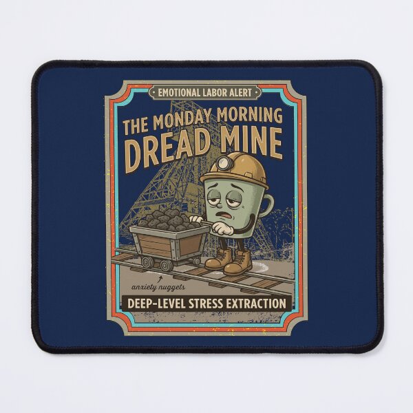Item preview, The Monday Morning Dread Mine Vintage Cartoon Coffee Mug Miner - WORK BURNOUT designed and sold by justyna-s28.