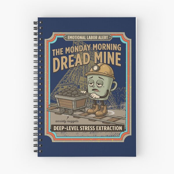 Item preview, The Monday Morning Dread Mine Vintage Cartoon Coffee Mug Miner - WORK BURNOUT  designed and sold by justyna-s28.