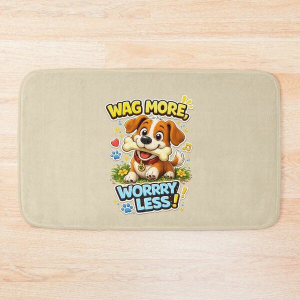 Item preview, Wag More, Worry Less! Cute Happy Dog T-Shirt Design designed and sold by CallisC-Arts.