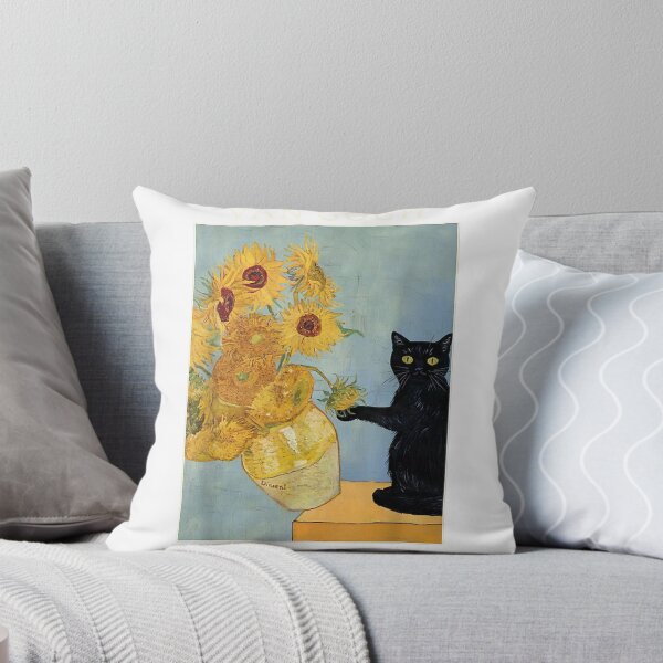 Item preview, Funny Cat & Sunflowers Van Gogh Art Parody Vintage Tee T-Shirt for Men Women designed and sold by kevincuellar.