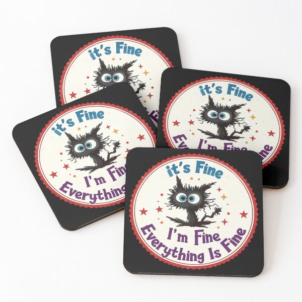 Item preview, Black cat, it's fine, I'm fine, everything's fine designed and sold by P Bernardo | Art Shop.