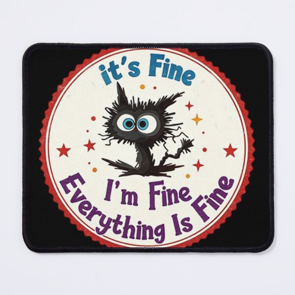 Item preview, Black cat, it's fine, I'm fine, everything's fine designed and sold by P Bernardo | Art Shop.