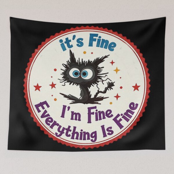 Item preview, Black cat, it's fine, I'm fine, everything's fine designed and sold by P Bernardo | Art Shop.
