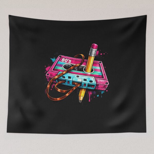 Item preview, Retro 80s Cassette Tape Graffiti Graphic Tee designed and sold by curiouschimp.