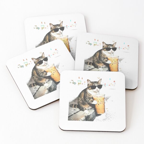 Artikelvorschau, Lustiges Katzen-T-Shirt mit Eiskaffee-Motiv entworfen und verkauft von KTY-NUSS.