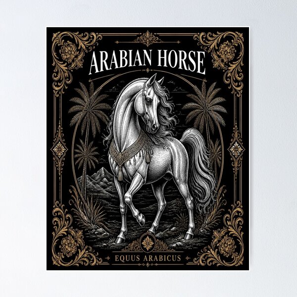 Item preview, Arabian Horse Dark Academia Equestrian Art designed and sold by SunnyDesign82.