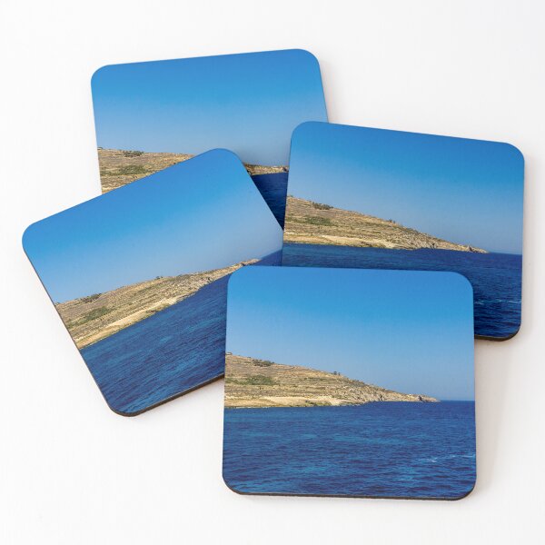 Item preview, Blue Sea and Rocky Coastline Under Clear Sky Overlooking a Quiet Coastal Landscape designed and sold by Nmallia.
