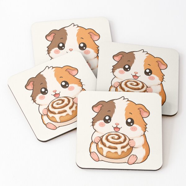 Item preview, Cute Hamster Holding Cinnamon Roll Kawaii Food Illustration designed and sold by Seculinator.