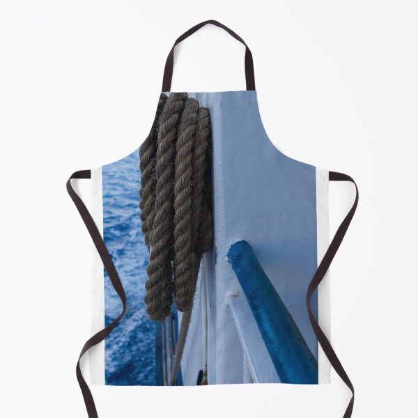Item preview, Thick Mooring Rope Coiled on Ship Rail With Deep Blue Ocean Background, Nautical Maritime Detail designed and sold by Nmallia.