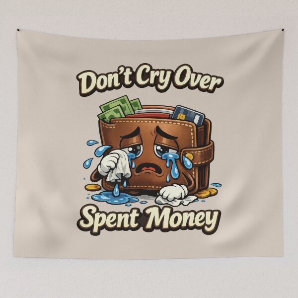 Item preview, Don't Cry Over Spent Money Funny Wallet Parody Quote designed and sold by WordPlayStudio.