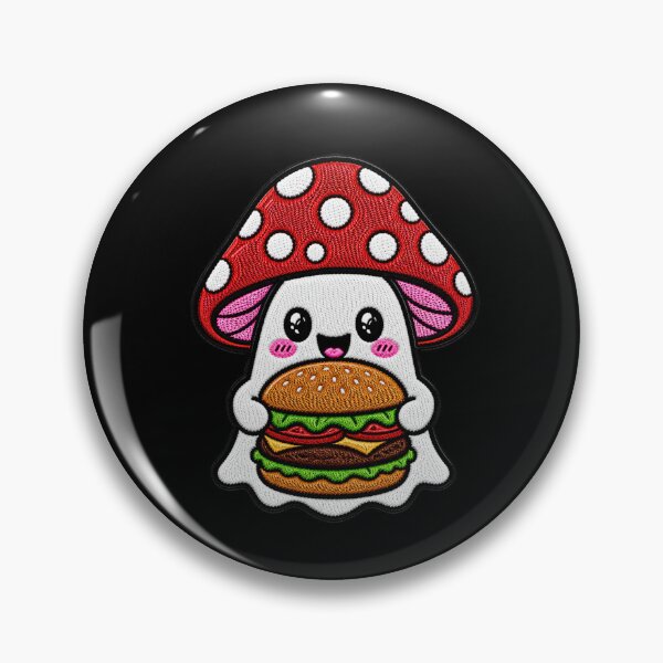Item preview, Cute Ghost Burger Kawaii Embroidery Patch Design Mushroom Boo designed and sold by ColorSplash123.