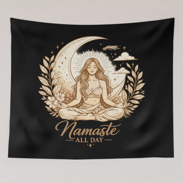 Item preview, Namaste All Day Yoga Aesthetic Design – Spiritual Meditation Boho Moon Art designed and sold by MartBook.