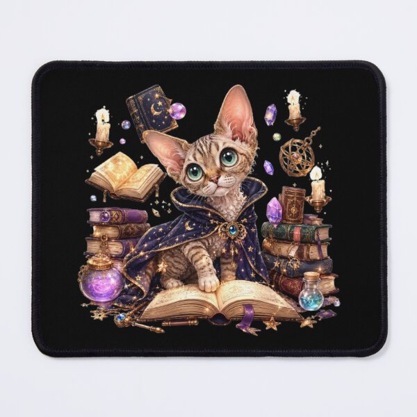 Item preview, Devon Rex Wizard Cat Spellbook designed and sold by Moody Vibes Studio.