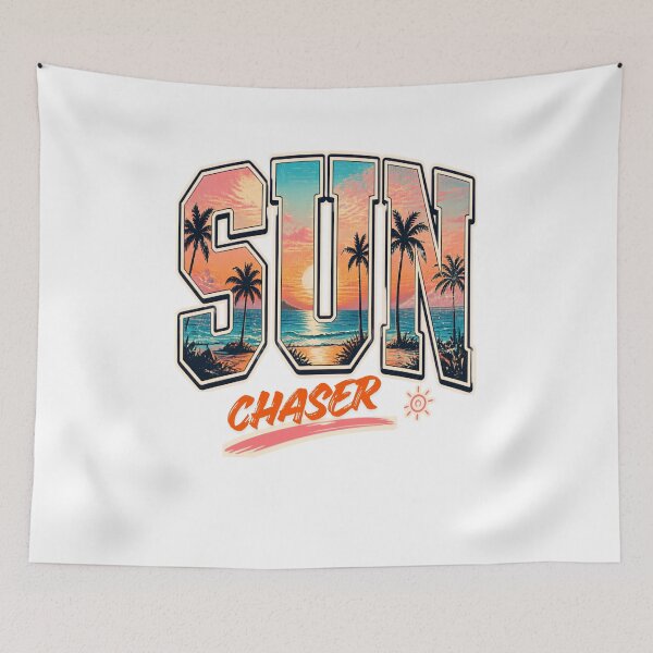 Item preview, Sun Chaser Tropical Sunset Beach Varsity Typography | Retro Summer Vacation Graphic Tee designed and sold by designerTurker.
