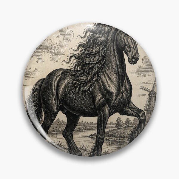 Artikelvorschau, Friesian Horse Ivory Vintage Equestrian Art entworfen und verkauft von SunnyDesign82.