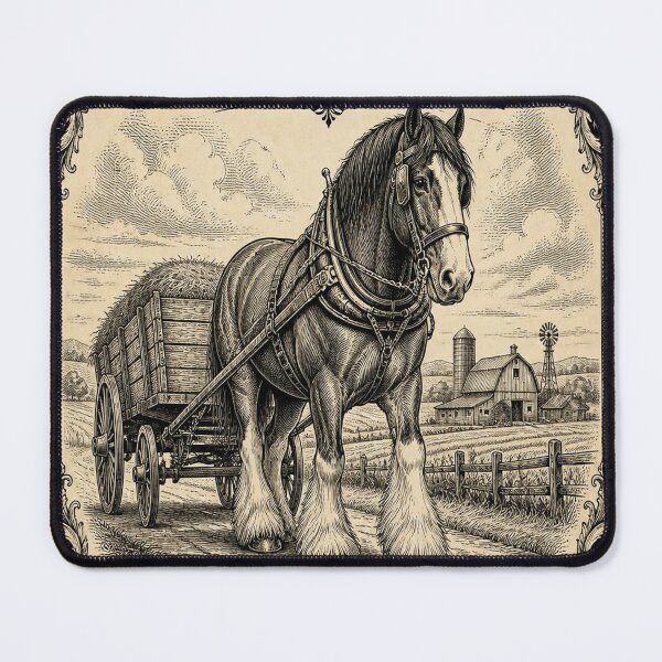 Item preview, Clydesdale Horse Ivory Vintage Equestrian Art designed and sold by SunnyDesign82.