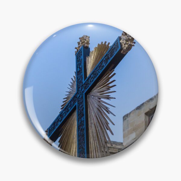 Item preview, Religious Cross With Golden Rays and Kneeling Angel Statues in Narrow Maltese Street Procession designed and sold by Nmallia.