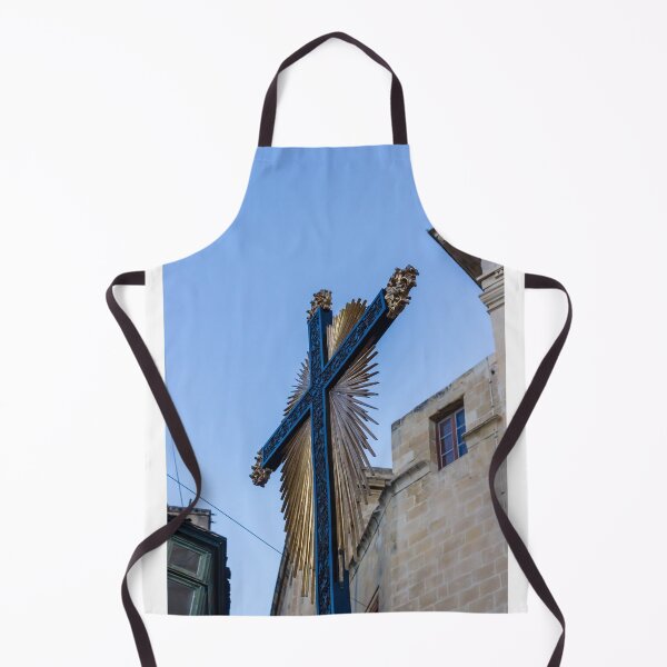 Item preview, Religious Cross With Golden Rays and Kneeling Angel Statues in Narrow Maltese Street Procession designed and sold by Nmallia.