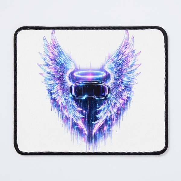 Item preview, Neon Holographic Angel Wings Futuristic Visor T-Shirt, Cyberpunk Gamer Gift, Glitch Techwear Graphic Tee designed and sold by Maravillio.
