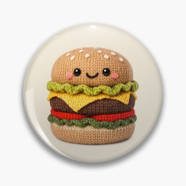 Item preview, Cute Knitted Cheeseburger Plush | Kawaii Handmade Crochet Food designed and sold by Moons Studio.