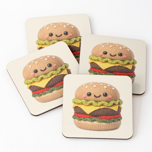 Item preview, Cute Knitted Cheeseburger Plush | Kawaii Handmade Crochet Food designed and sold by Moons Studio.