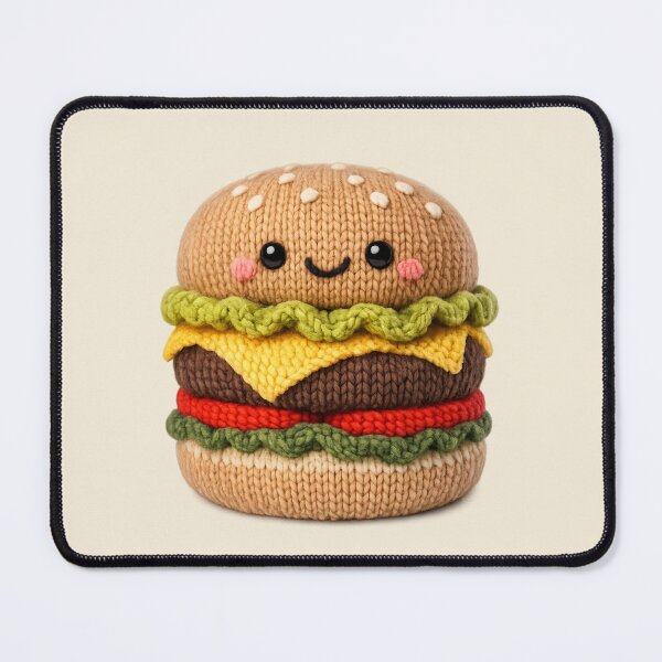 Item preview, Cute Knitted Cheeseburger Plush | Kawaii Handmade Crochet Food designed and sold by Moons Studio.