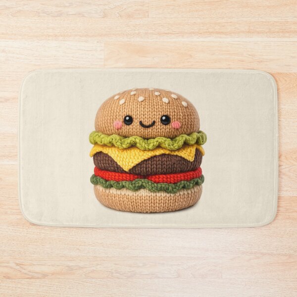 Item preview, Cute Knitted Cheeseburger Plush | Kawaii Handmade Crochet Food designed and sold by Moons Studio.