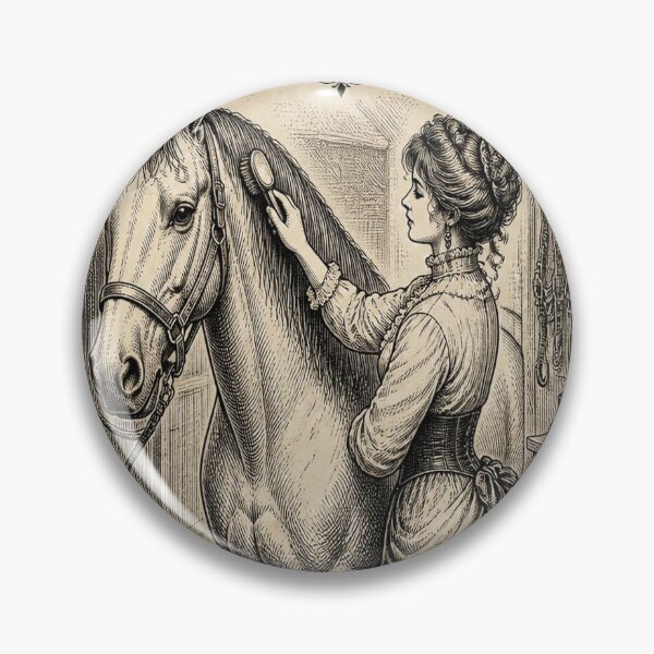 Artikelvorschau, Horse Grooming Ivory Vintage Equestrian Art entworfen und verkauft von SunnyDesign82.