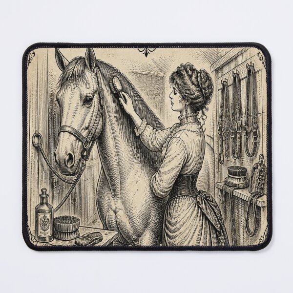 Item preview, Horse Grooming Ivory Vintage Equestrian Art designed and sold by SunnyDesign82.