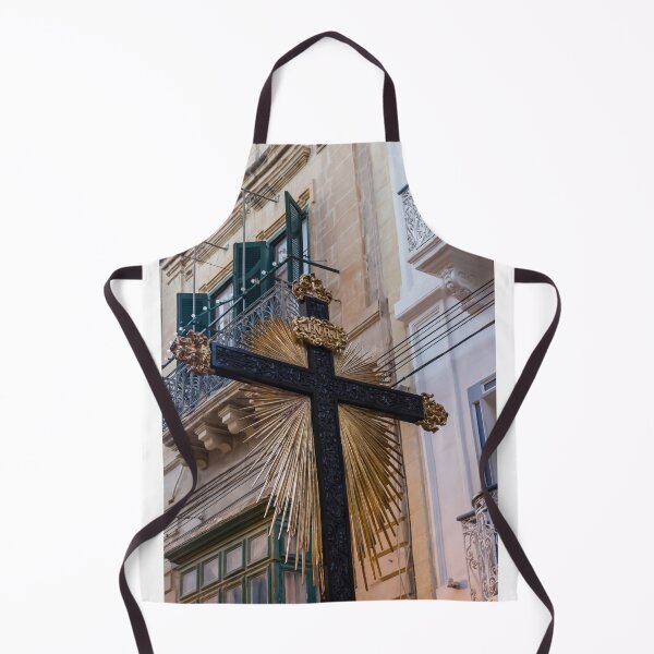 Item preview, Religious Cross With Golden Rays and Kneeling Angel Statues in Narrow Maltese Street Procession designed and sold by Nmallia.