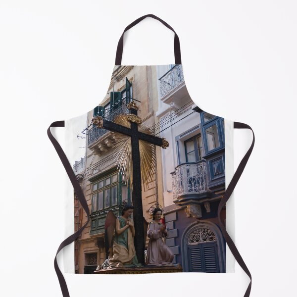 Item preview, Religious Cross With Golden Rays and Kneeling Angel Statues in Narrow Maltese Street Procession designed and sold by Nmallia.