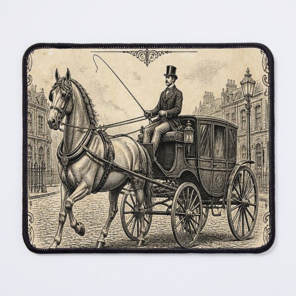 Item preview, Carriage Driving Ivory Vintage Equestrian Art designed and sold by SunnyDesign82.