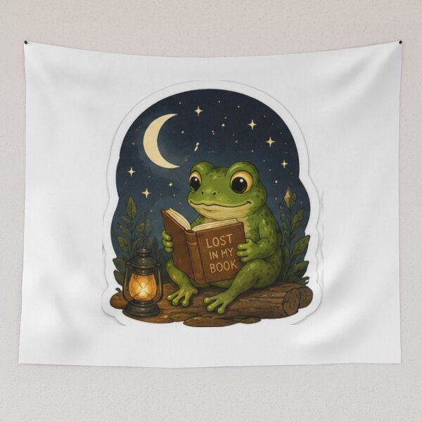 Item preview, Lost In My Book Frog Sticker designed and sold by AtlasPixel.