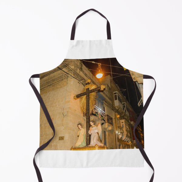 Item preview, Religious Cross With Golden Rays and Kneeling Angel Statues in Narrow Maltese Street Procession designed and sold by Nmallia.