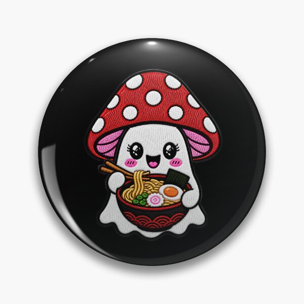 Item preview, Cute Ghost Ramen Kawaii Embroidery Patch Design Mushroom Boo designed and sold by ColorSplash123.