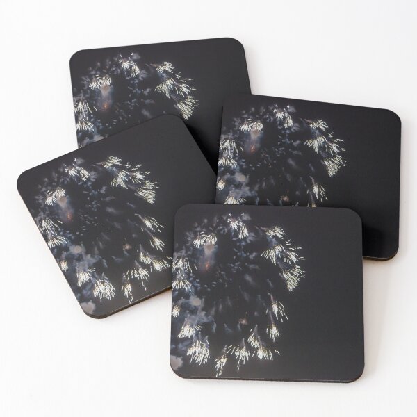 Item preview, White Fireworks Display Over Dark Night Sky Creating Sparkling Ring and Smoke During Celebration Event designed and sold by Nmallia.