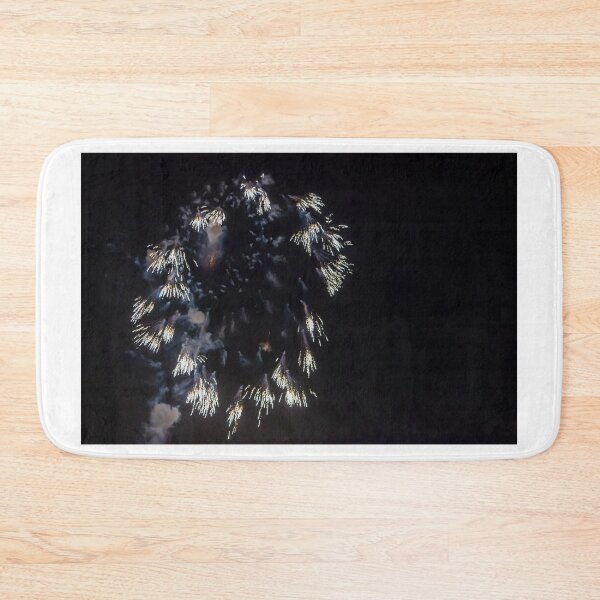 Item preview, White Fireworks Display Over Dark Night Sky Creating Sparkling Ring and Smoke During Celebration Event designed and sold by Nmallia.