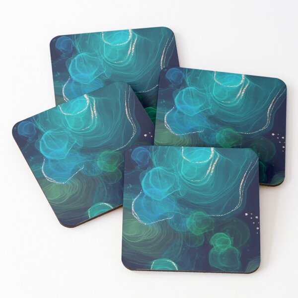 Item preview, Blue Green Silver Ocean Abstract Art designed and sold by humnoo.