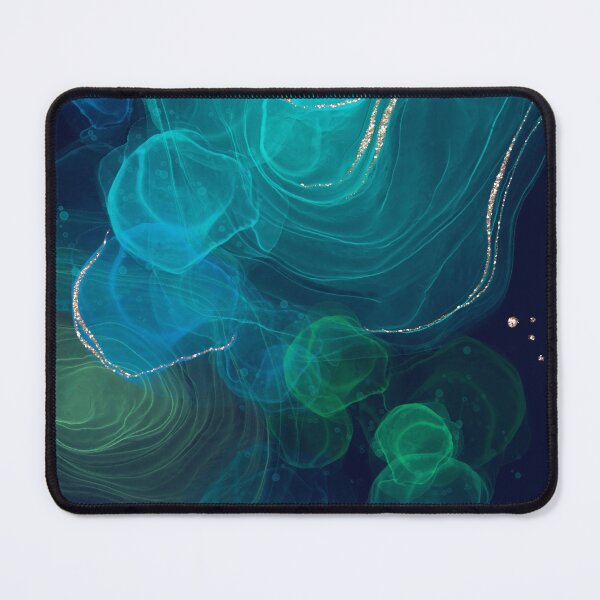 Item preview, Blue Green Silver Ocean Abstract Art designed and sold by humnoo.