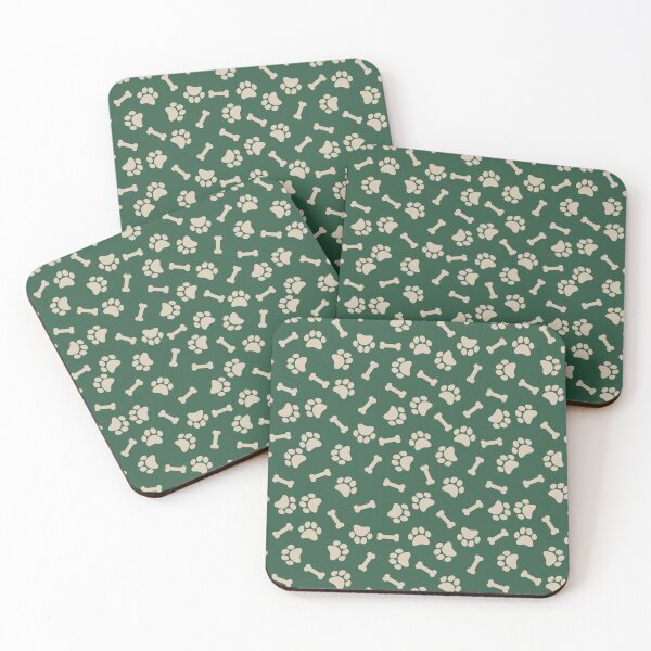 Item preview, Green And Sand Dog Paw And Bone Pattern designed and sold by pattern-archive.
