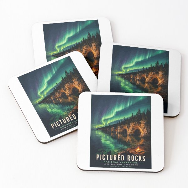 Item preview, Pictured Rocks National Lakeshore Northern Lights Poster | Michigan Aurora Borealis Wall Art designed and sold by Nubrixa-Studio.